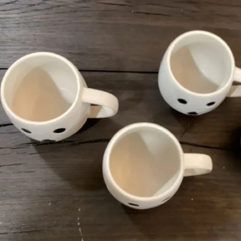 Pottery Barn Ghost Boo Mug Cup Modern Matte Stoneware Minimalist Gus Coffee Set